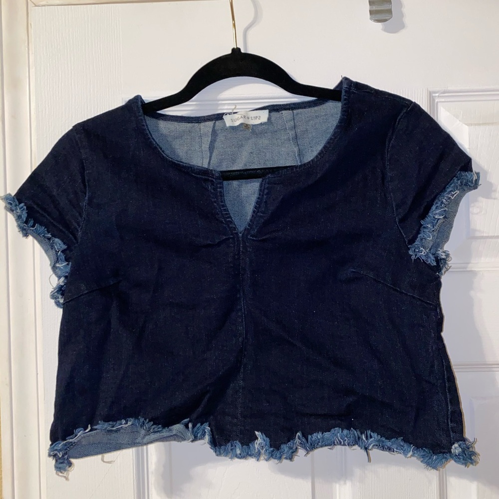 Cropped blue jean top